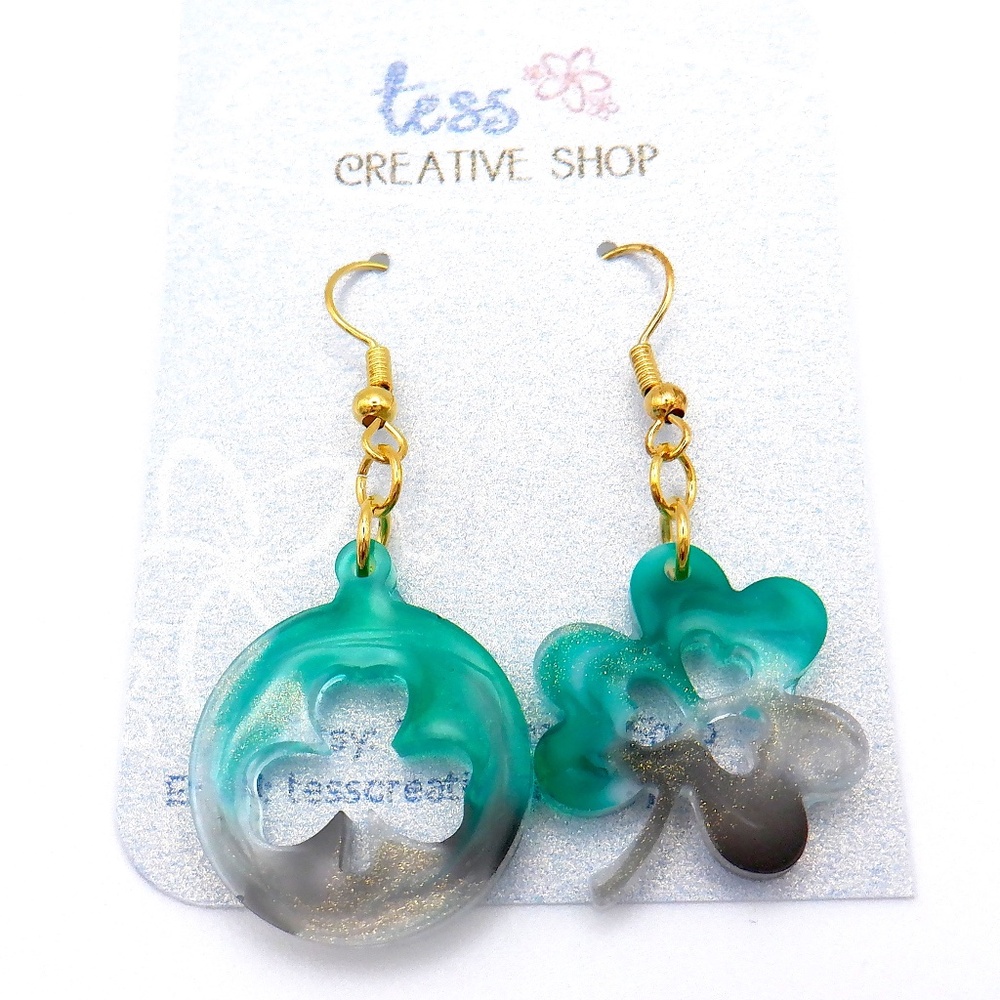 St. Patrick's Day Resin Earrings NEW